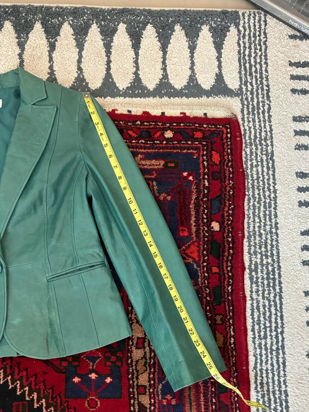 Vintage Y2K Ann Taylor LOFT Green Genuine Leather Blazer - Picture 9 of 15